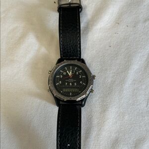 Levi's black Leather Strap Watch , digital analog watch vintage rare